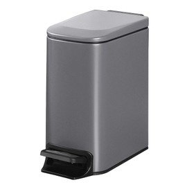 ELPHECO Small Bathroom Trash Can with Lid Soft Close 1.8 Gallon / 6.8 Liter Stainless Steel Garbage Can Slim Step Garbage Bin for Toilet, Office, Bedroom (Matte Grey)