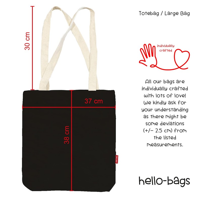 Hello-Bags. Canvas Shopping Bag Outer: 100% Cotton. Includes Zip, Lining
