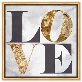 The Oliver Gal Artist Co. Typography Framed Wall Art Canvas Prints 'Build Stone' Love Quotes and Sayings Home Décor, 16" x 16"