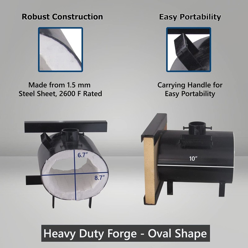 Portable Propane Forge Single Burner with One Side Brick Door,