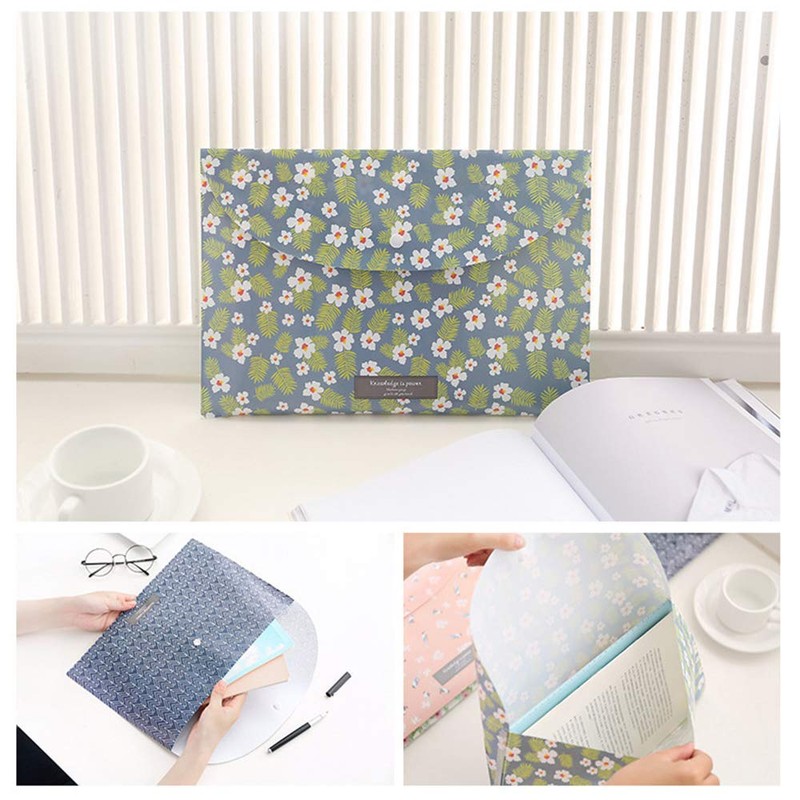 4Pcs Folders Plastic A4 Floral Printed Document Folder Plastic Wallets
