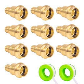 FullMayPro 3/4 inch Press Propress X 3/4" PEX Crimp Coupling Brass Fittings Adapter, For Copper and Pex Pipe Connection,Lead-Free (10PC 3/4inch)