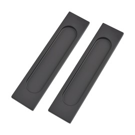 MOROBOR Self-Stick Rectangular Sliding Door Pulls, 2pcs Matte Black Aluminum Alloy Flush Pull Punch-Free Handle for Sliding Barn Door Windows Cabinets/15cm