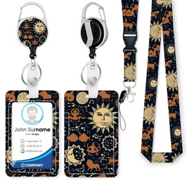 ID Badge Holder with Lanyard,Theme of Astrology Teacher Lanyards for ID Badges and Keys,Heavy Duty Retractable Badge Reel with Breakaway Lanyards,Vertical ID Holder for Nurse Doctor Teacher Student