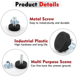 BREANIFULL Pack of 32 Furniture Feet, Adjustable Metal Feet with Drive-In Nut, M6 x 23 mm, Adjusting Screw with Drive-in Nuts for Furniture Legs, Wooden Furniture Feet