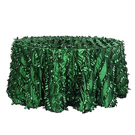 Balsa Circle 132-Inch Green Taffeta Round Tablecloth Leaf Petals Design Wedding Party Events Reception Catering Decorations Supplies