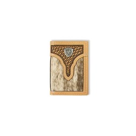 ARIAT Natural Natural Calf Hair Trifold Wallet, Natural, Classic
