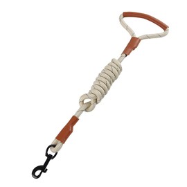LAVAMOND Dog Leash Sturdy Nylon with Leather Handle, Durable Braided Heavy Duty Training Leash, for Small Medium Large Dogs(Beige Φ0.3)
