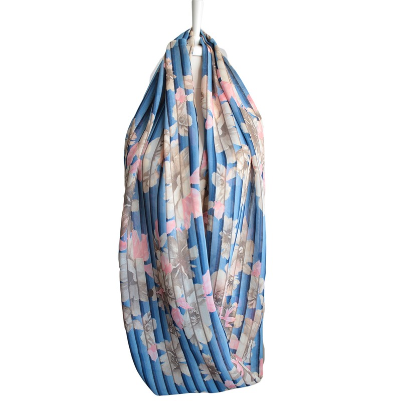 Etwoa's Blue Stripe Flores Infinity Bufanda Circle