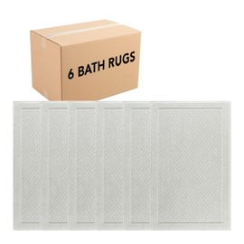 Arkwright 100% Cotton Bathroom Rugs - Case of 6 - High Absorbent Stylish Textured Woven Design Bath Mat, Slip Resistant Backing for Shower and Bathtub Floor, 24x36 in - Grey