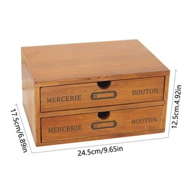Willcome Wooden Storage Box with Drawers Portable Desktop Cabinet Organizer for Home Office Counter Craft Decor