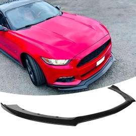 NEESPOC Front Bumper Lip Splitter Spoiler Compatible with Ford Mustang Ecoboost/ V6/ GT 2015 2016 2017 Gloss Black 3pcs Air Chin Body Kit Exterior Accessories