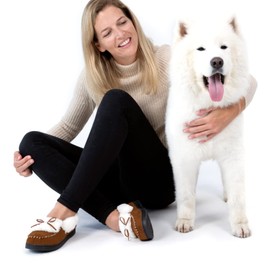 RockDove Women's Trapper Moc Fuzzy Plush Faux Fur Memory Foam Slipper, Size 11-12 US Women, Chestnut