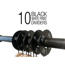 NAHANCO CBWKIT1 Black Round Clothing Rack Size Dividers with White Print for Home or Clothing Store, XS-XL, Kit of 10 (5 Sizes of 2 Each)