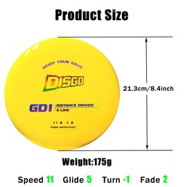 Disc Golf, 175g Competition Flying Disc,PDGA Approved, UV Printed Design, Durable TPU Material for Outdoor Training, Competitions,Yellow