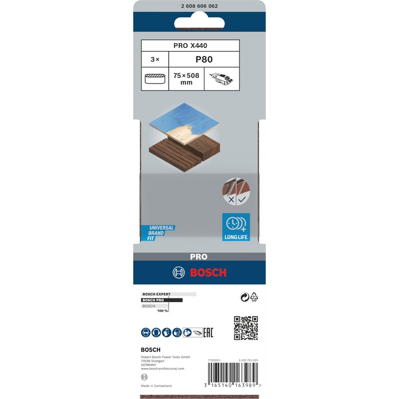 Bosch 2608606062 75 x 508 mm Sanding Belts for Black