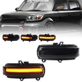 VANKUB Sequential LED Side Mirror Turn Signal Lights for 2011-2016 Scion tC, 2008-2015 Scion xB, Smoked Lens Side Marker Blinker Mirror Light, Amber Dynamic Turn Signal Lamp, 2 PCS