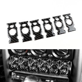 FXETRNL Carbon Fiber Covers for Mini Cooper R50 R53 2001 2002 2003 2004 2005 2006 Car Center Console Headlight Door Switches Sticker 6 Pack, Interior Trim Cover Accessories with Holes, Black