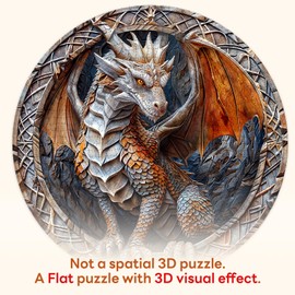 CHARMIBLE Puzzle 1000 Pieces Adult 1000 Pieces 3D Cave Dragon Impossible Round Puzzle, 67.5 x 67.5 cm Blue Paper Card Irregular Unique Jigsaw for Family Friends
