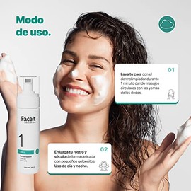 Faceit Limpiador Facial Espuma Antiacné 180 ml  Aceite de árbol de té, piel grasa, limpieza profunda, Paso 1, 180 ml                                  