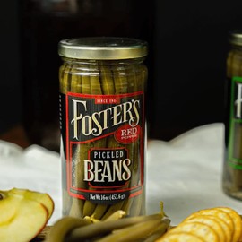 Foster's Pickled Green Beans, Variety Pack, Original and Red Pepper, 16oz, 2 Pack, Traditional Pickled Vegetables Recipe for over 40 years, Low Calorie Snack, Gluten Free, Fat and Preservative Free