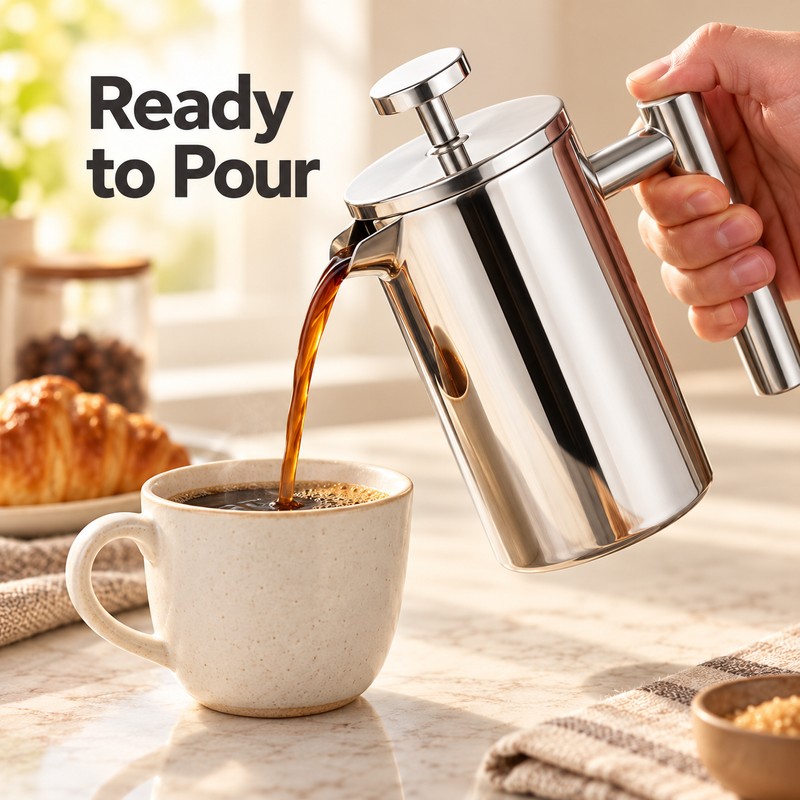 350mL Double-Wall 304 Stainless Steel French Press Coffee Maker with