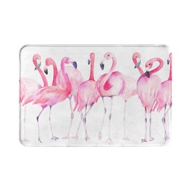 Rurpali Bath Mat Rugs Bathroom Floor Mat, Watercolor Tropical Exotic Pink Flamingo, Non Slip Washable Bathroom Decor Bath Rug, 20"x30"
