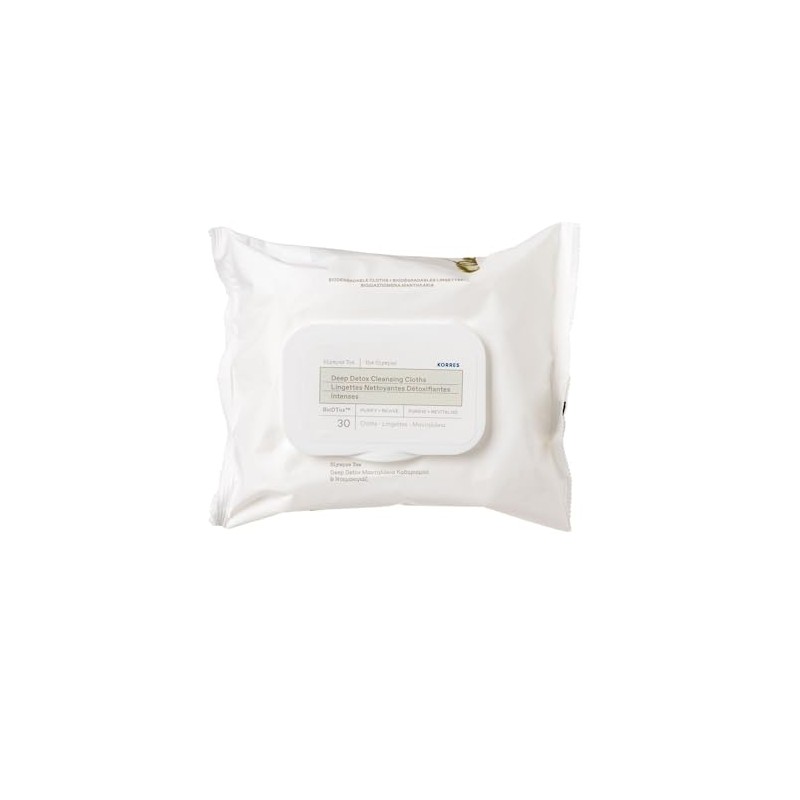 KORRES Olympus Tea Detox Cleansing Wipes Face & Eye Area,