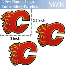 3 Pcs Flames Embroidered Patches for Clothing, Sew-On or Iron-On Badge, Canadian Hockey Team Logo for Jackets, Jeans, Cap and Bags, DIY Embroidery Accessories