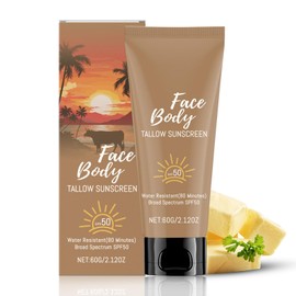 Tallow Sunscreen SPF 50+ Broad Spectrum, Face Body Sunscreen, Beef Tallow Skincare, Water Resistant, 60g