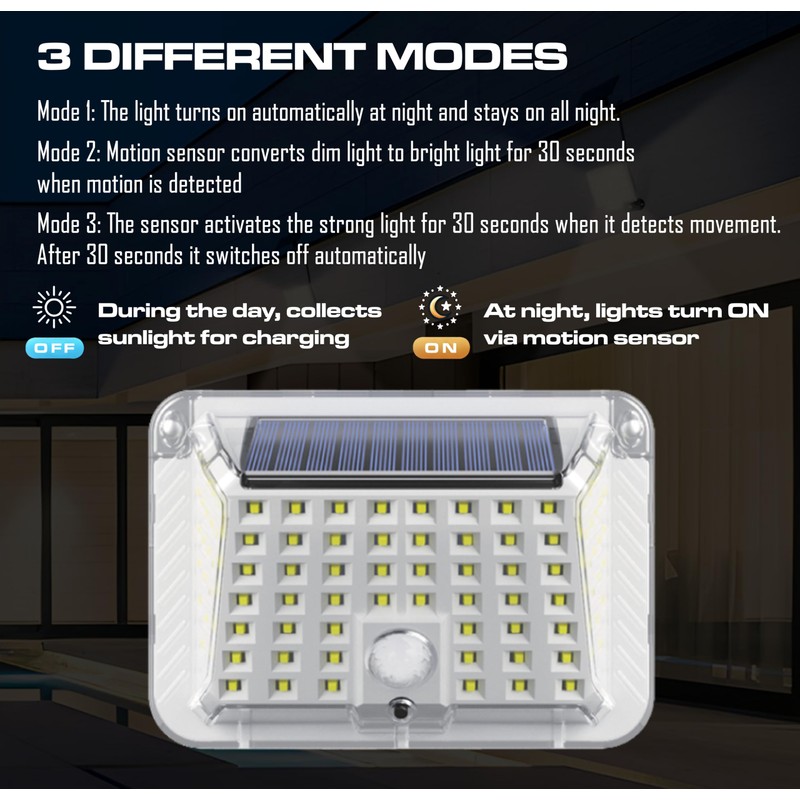 HYBEC - Solar Lamp with Motion Sensor, Motion Sensor Outdoor