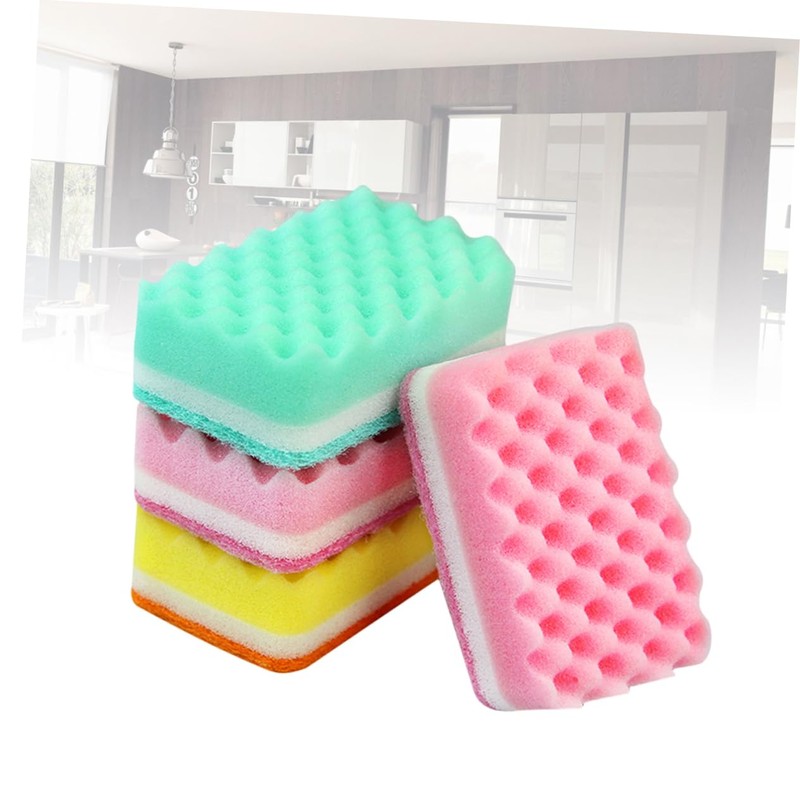 Gatuida 10pcs High Density Wave Cleaning Sponges Non-Scratch Dish Sponges