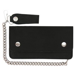 Hot Leathers WLC2016 Men's 8" Black Leather Oil Tan Bi-Fold Wallet w/Change Pocket - 8 Inch