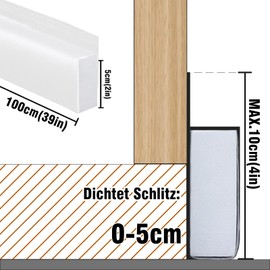 BKSAI Front Door Draught Excluder for Doors 100 cm Window Door Seal Bottom Door Slot 5 cm Can be Cut to Size Without Gluing Cold Protection Wind Stopper Sealing Insulation Sound Insulation Door Roll