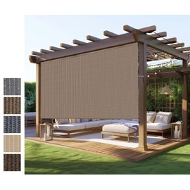 Outdoor Sun Shades for Patio,Exterior Outdoor Roller Shade Blinds,Cordless Patio Roll Up Blinds for Porch Gazebo Pergola Backyard Privacy Screen Protection UV Sun Block Fade-Resistant 8ft Wide x 8 H