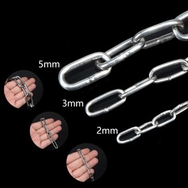 2 Pcs Safety Chains Stainless Steel Link Chains 40in x 5/64in Long Link Metal Chain Rings Light Heavy Duty Coil Chain with 4 Carabiner Clip Hooks for Hanging Pulling Towing Pet Dog Chain TXZWJZ