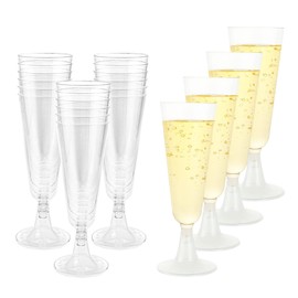 SMYJDMM Plastic Champagne Flutes, 22 Pcs Clear Multi-Use Reusable Prosecco Glasses for Parties Weddings Birthdays Picnic