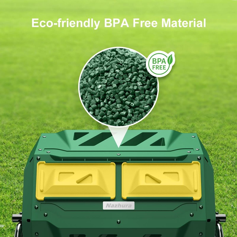 Compost Tumbler Bin Composter Dual Chamber 43 Gallon (Bundled with