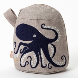 morita MiW Gusseted Pouch Deep Sea Dance Octopus Beige Coroline Lovable Shapes Tightly Woven Thick Fabric with Elegant Color Lining 100% Cotton Empret Veil, Deep Sea Dance Octopus