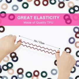 TailaiMei 30 Pcs Hair Spiral, TailaiMei No Crease Coil Hair Ties, Phone Cord Hair Ties for Thick Hair - Women Ponytail Holder Elastics(10 Color)