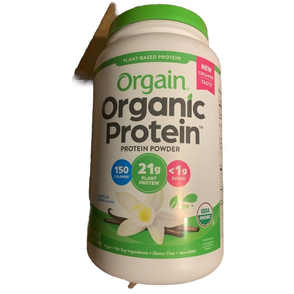 Orgain Organic Plant Based Protein Powder, Vanilla Bean, 2.74 lb