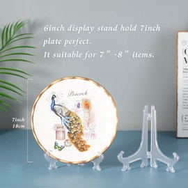 Tincogo 6" Clear Plastic Easels or Stand/Plate Holders to Display Pictures or Other Items at Weddings, Home Decoration, Birthdays, Tables (12 Pack)