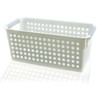 Basicwise QI003238 Rectangular Plastic Shelf Organizer with Handles, White