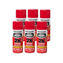 Rust-Oleum 271920-6PK Acrylic Enamel 2X Spray Paint, 12 oz, Gloss Cherry Red, 6 Pack