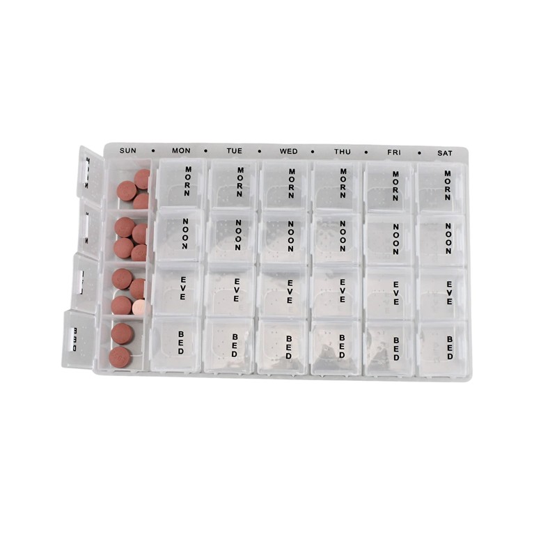 7-Day Pill Box Organizer 4 Times A Day Morning Noon