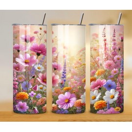 Handmade Spring Flowers Floral Retro Boho  20oz Tumbler Insulated Travel Mug
