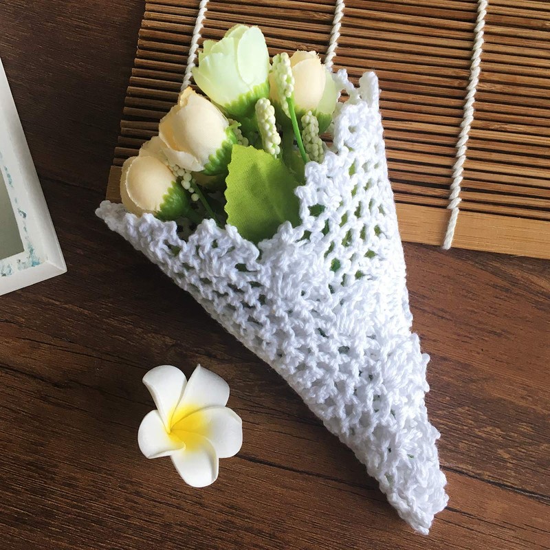 4 PCS White 6 Inch Round 100% HANDMADE Crochet Lace