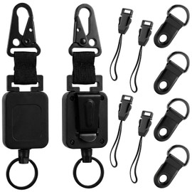 2-Pack Retractable CB Mic Holder, High-Elastic Keychain with Metal Clip for CB Mic Hanger, Truck Driver Accessories