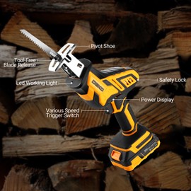 Cordless Reciprocating Saw: DEKOPRO 20Volt Battery Powered Mini Reciprocating Saw, Compact Electric Metal Blades Tool, Power Hand Saws for Wood work, Cut