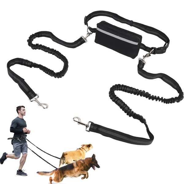 Jogging Lead Dogs, Reflective Belly Strap, Dog Lead for 2
